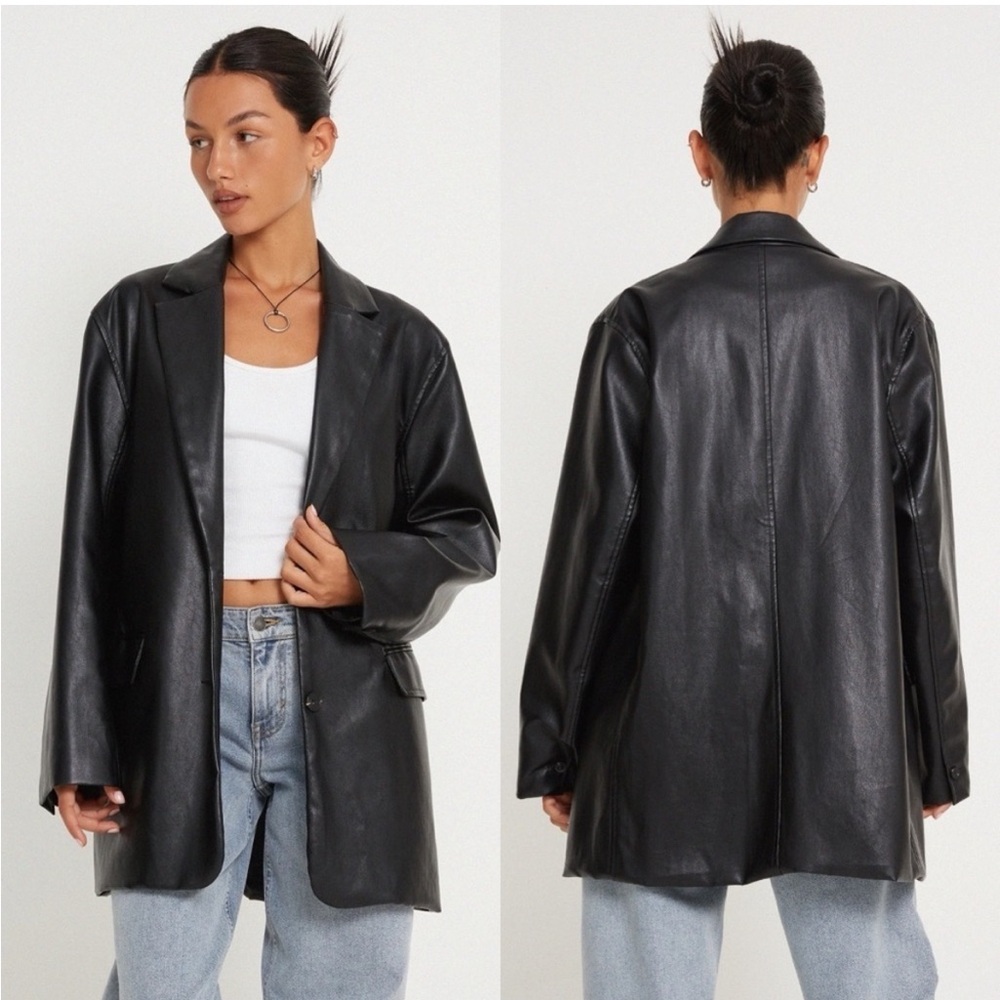 Oversized faux leather jacket
